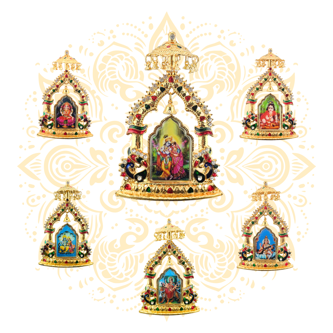 Golden Mini Mandir Deity Altar 4.5" - Matchless Gifts1