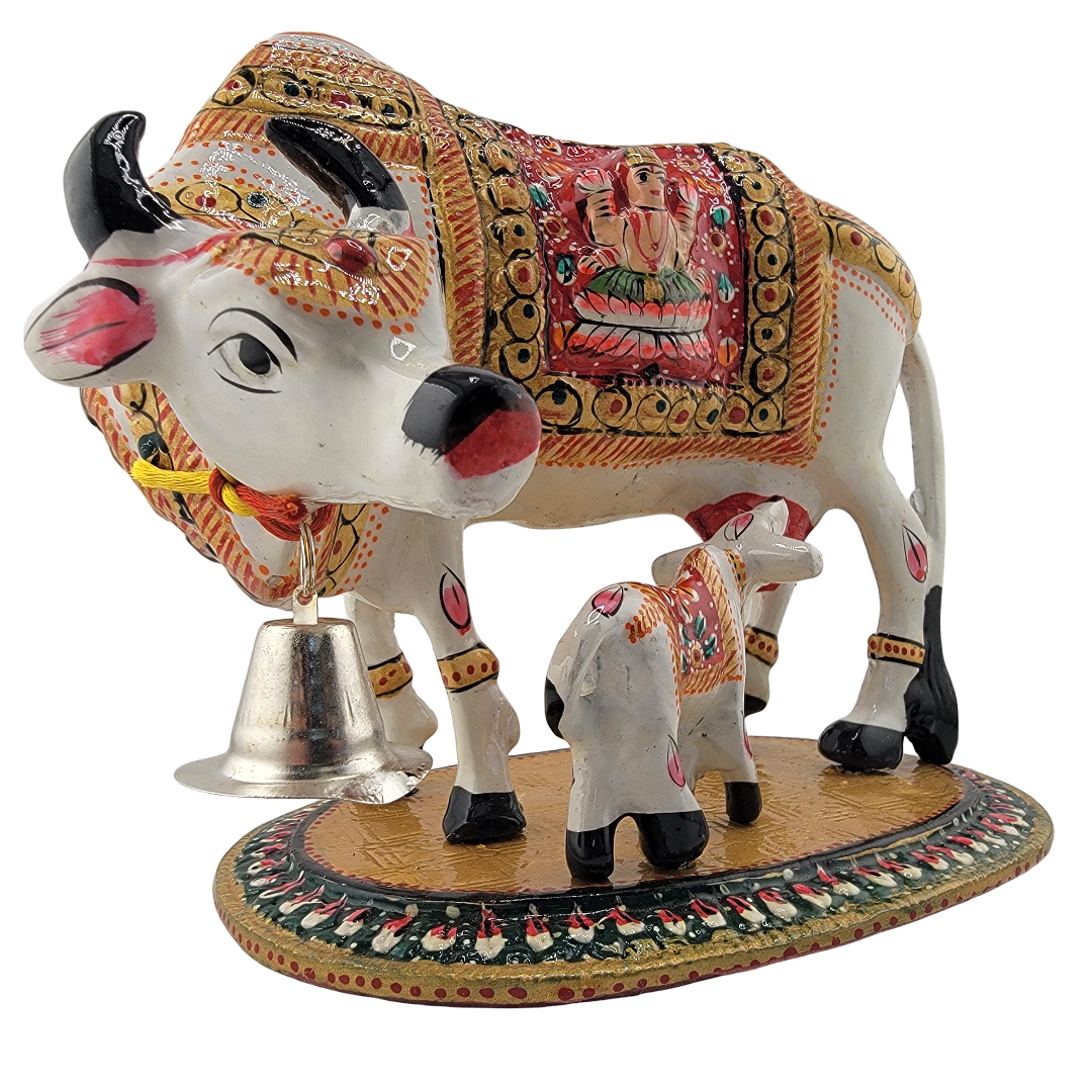White Metal Cow & Calf 7" - Matchless Gifts