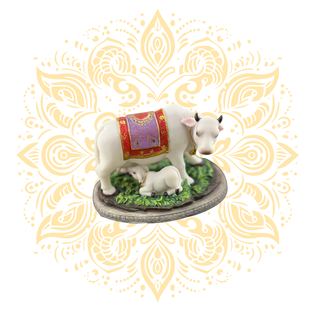 Polyresin Cow & Calf White 4.5" - Matchless Gifts