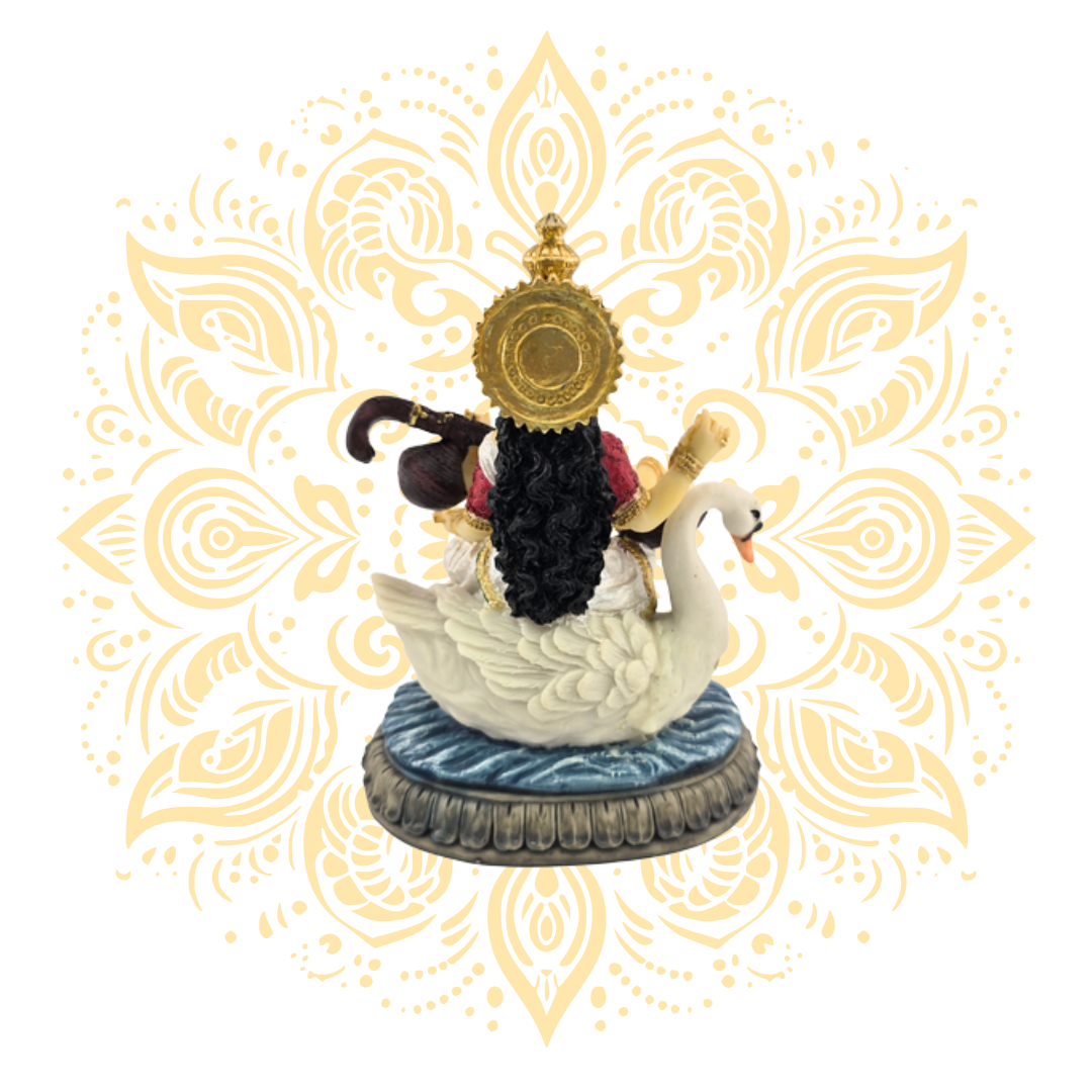Polyresin Saraswati on Swan 5" - Matchless Gifts