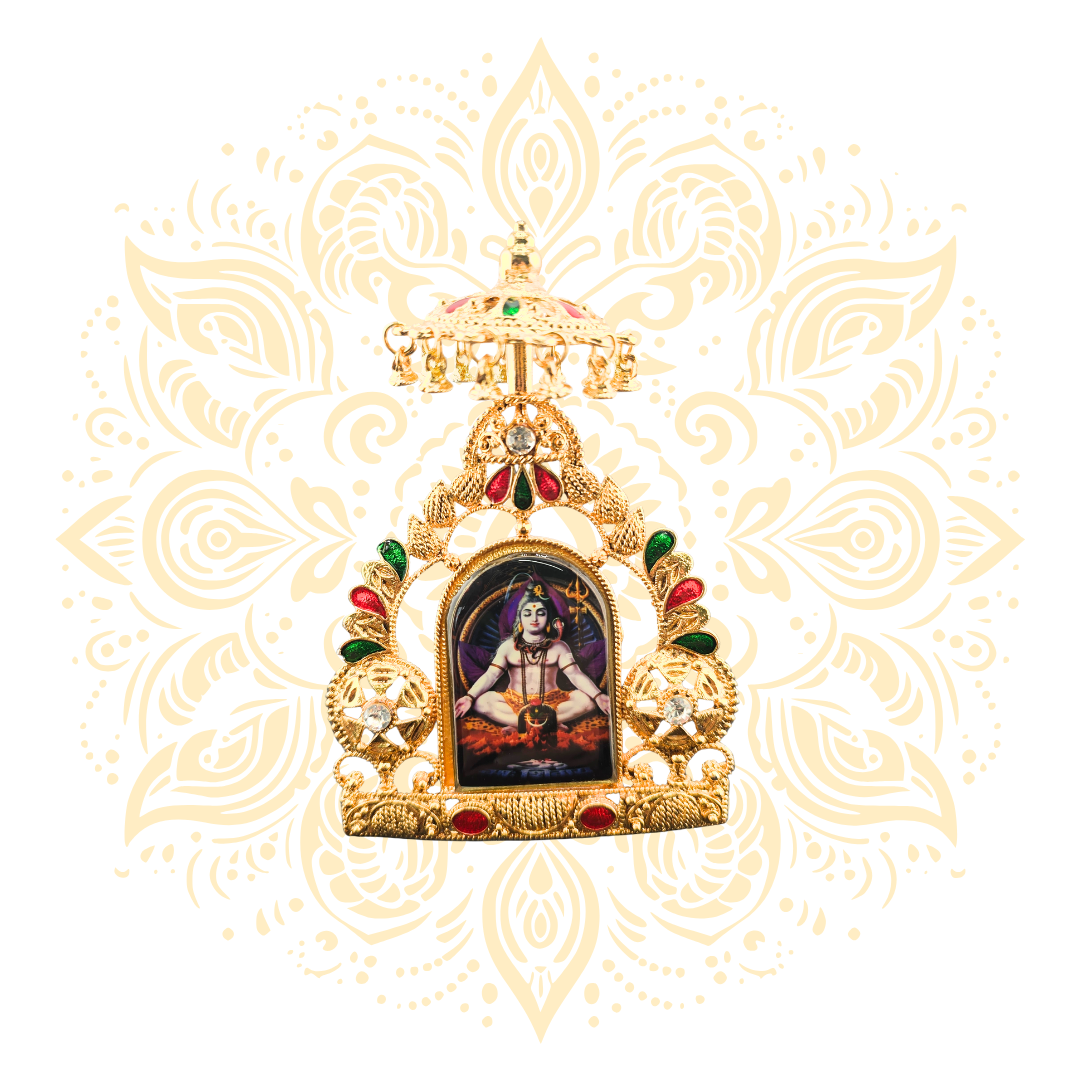 Tirth Golden Metal Deity Mini Mandir Stand