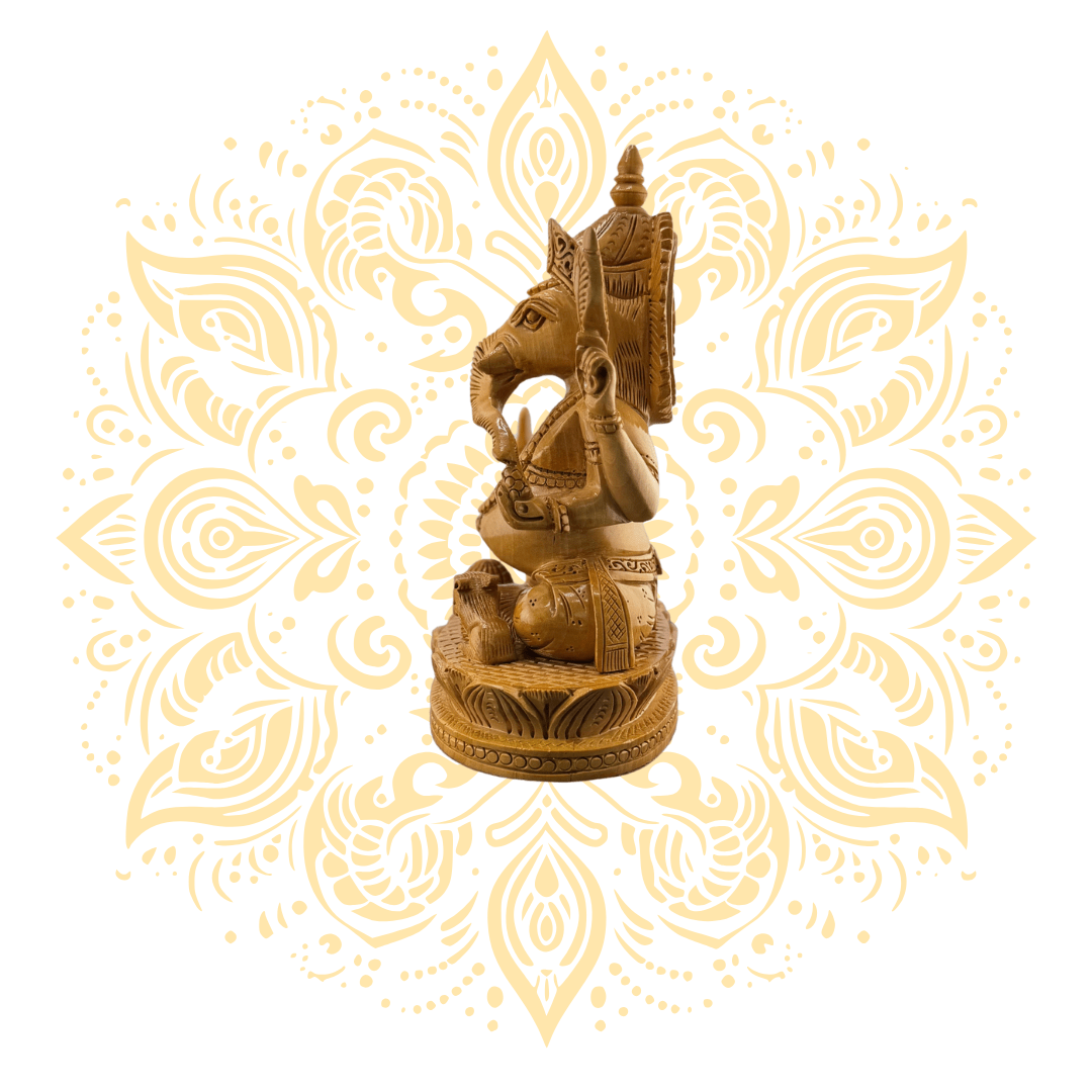 Hand-Carved Wooden Ganesh Murti 6" - Matchless Gifts2