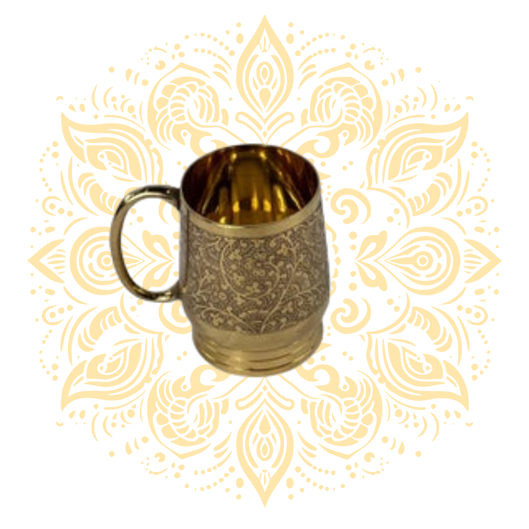 Brass Mug w/ Floral Engraving 4.5"