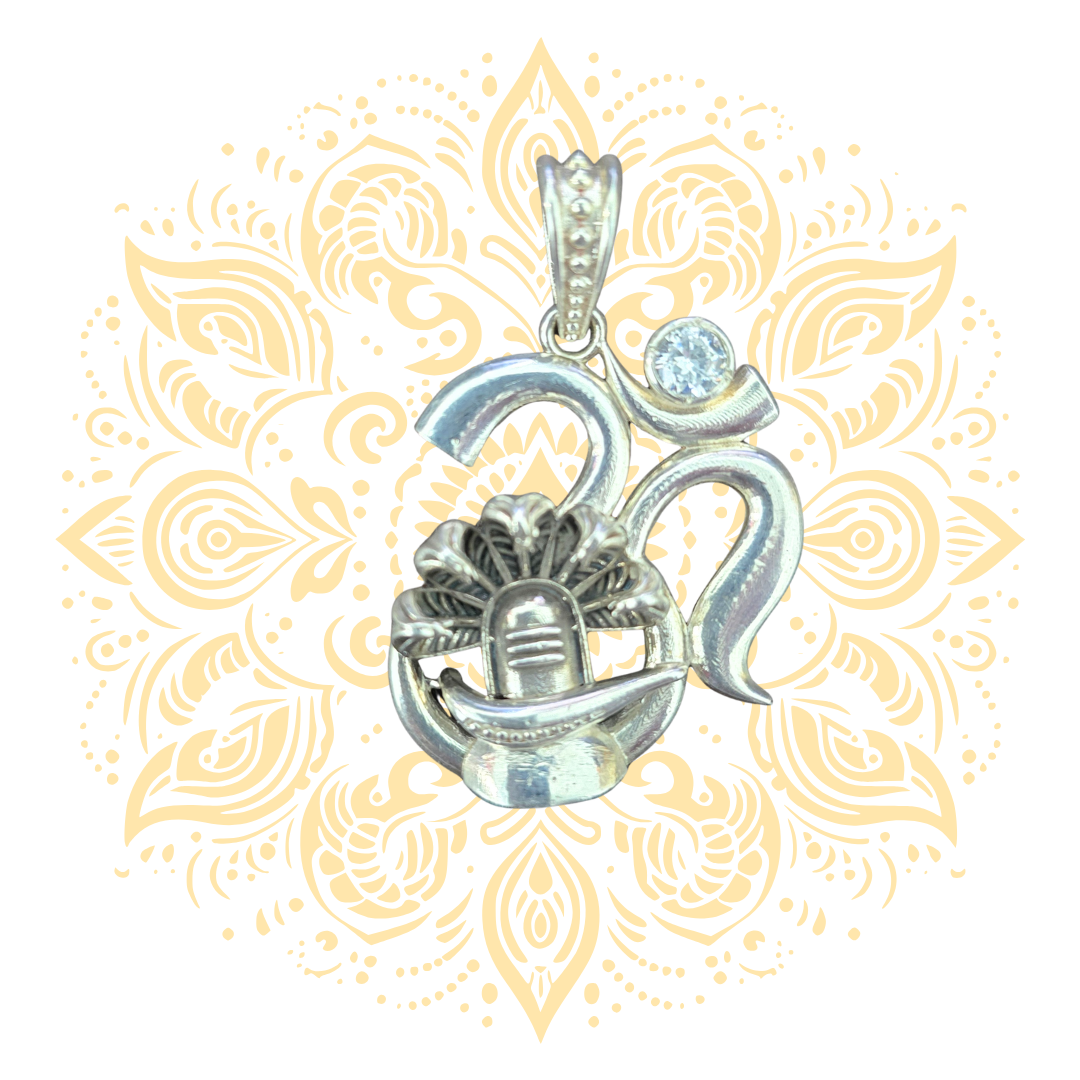 925 Sterling Silver Om Shiva Pendant 1.5" - Matchless Gifts