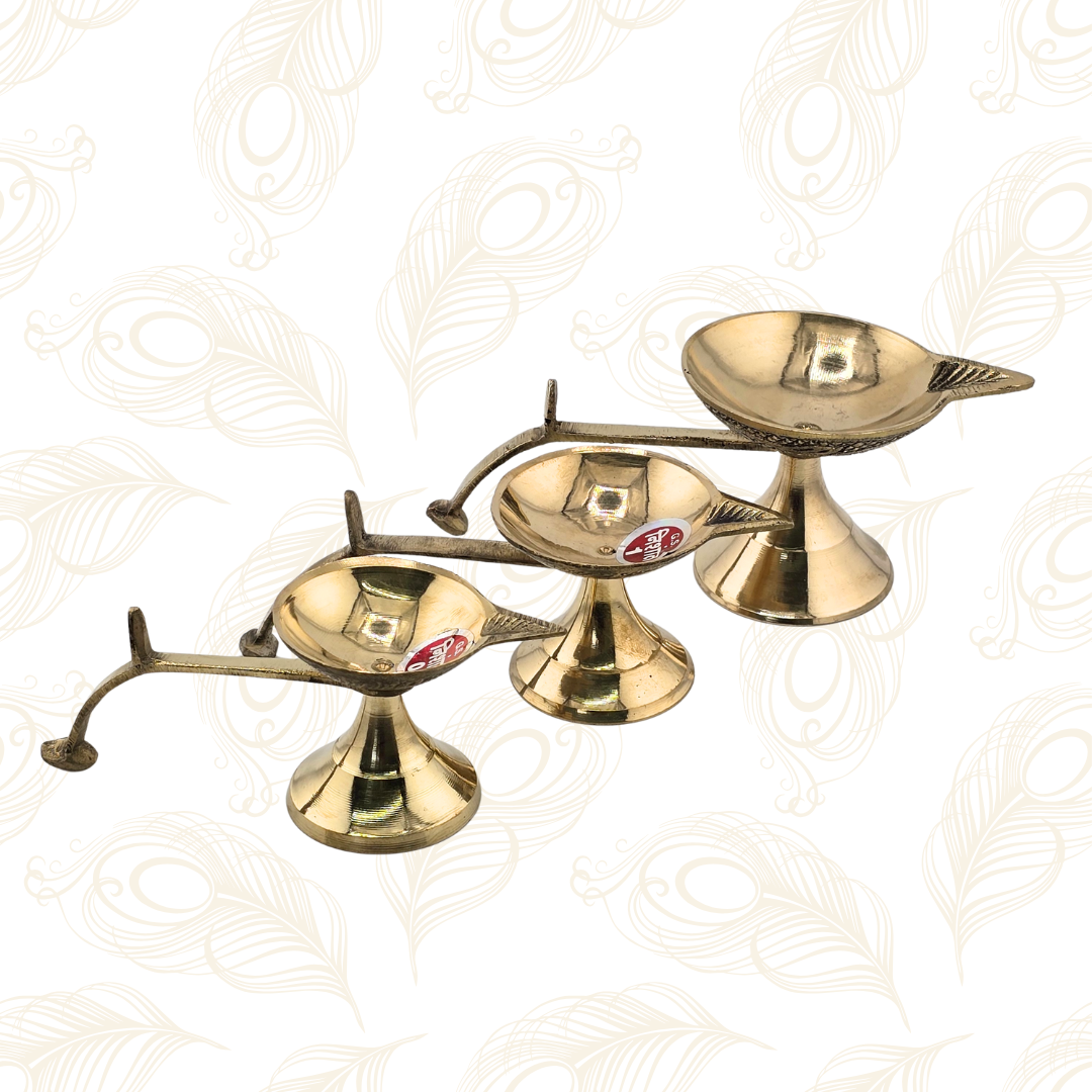 Handcrafted Brass Diya Lamp w/ Handle - Matchless Gifts2