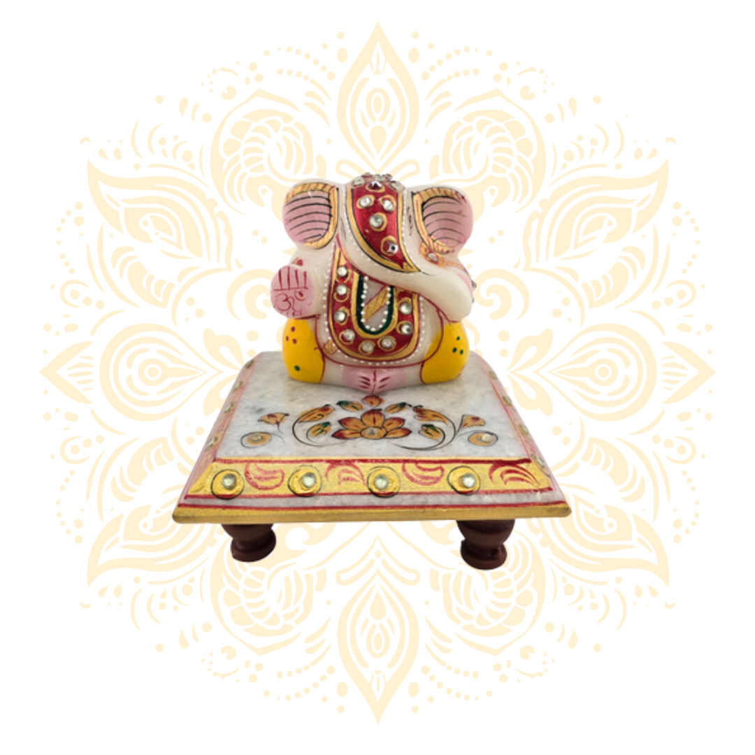 Lord Ganesh On Chowki Murti 3" - Matchless Gifts1