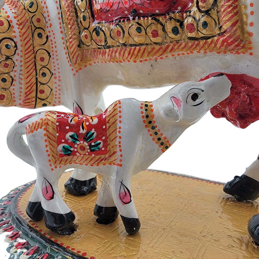White Metal Cow & Calf 7" - Matchless Gifts