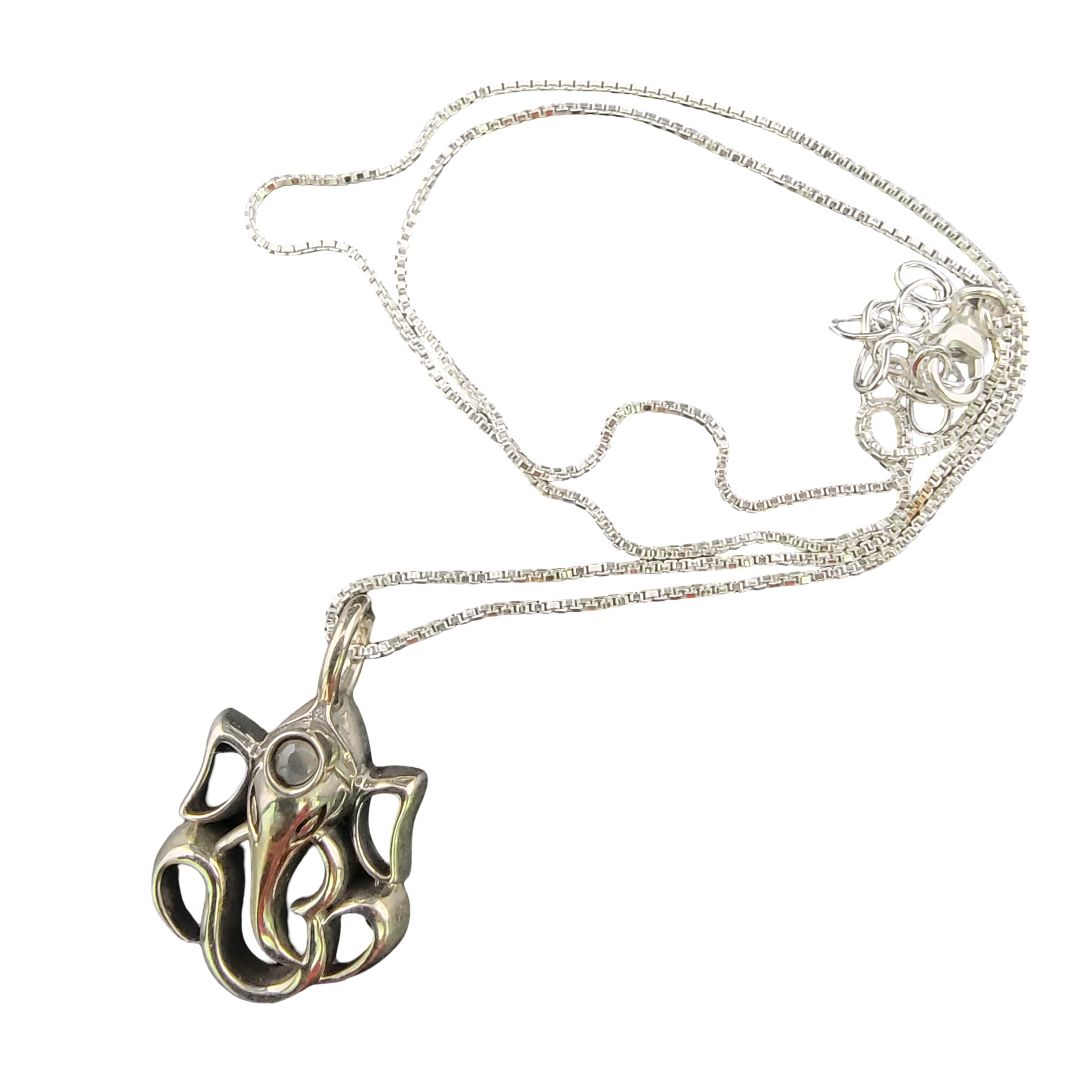 Silver Ganesh Om Pendant Necklace w/ Mantra Viewfinder – 16" Chain - Matchless Gifts4