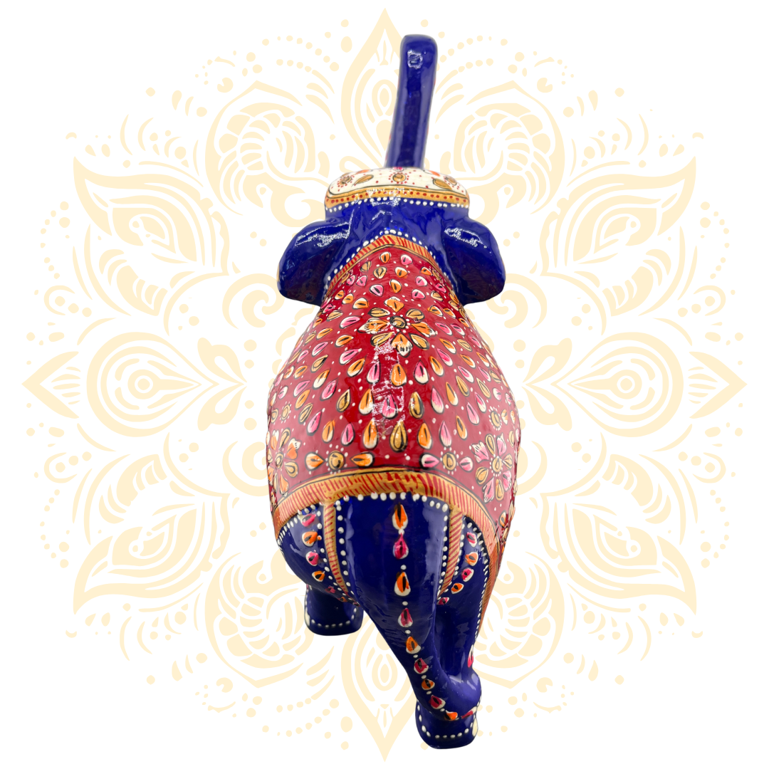 Hand Painted Metal Elephant Figurine - Matchless Gifts
