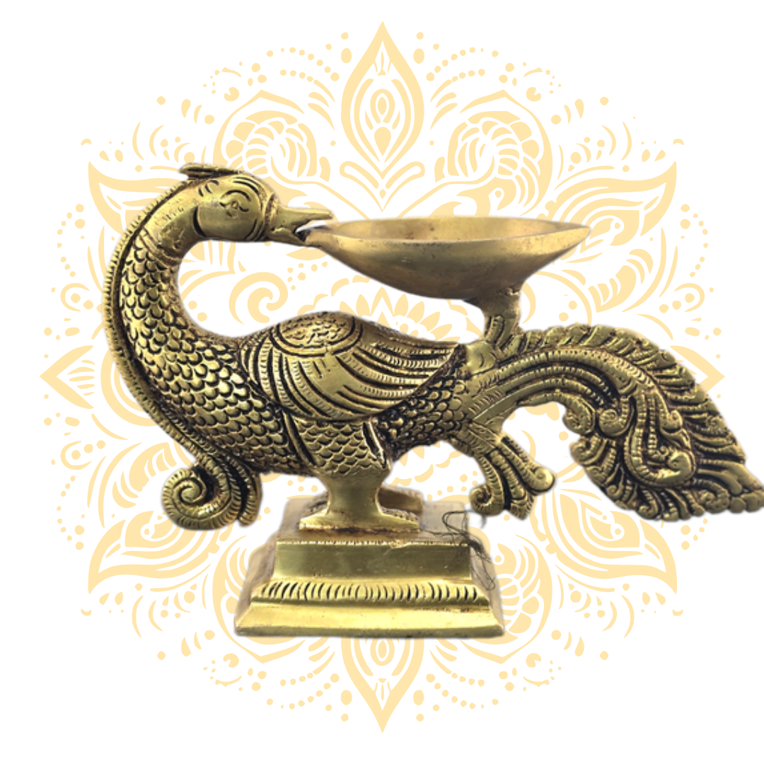 Brass Peacock Deepak Oil Lamp 5" - Matchless Gifts1