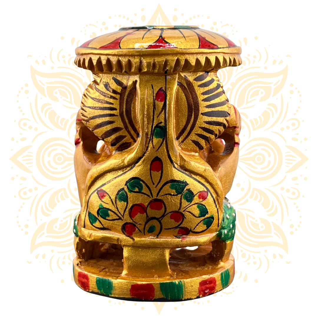 Wooden Painted Chatri Ganesh 2.5" - Matchless Gifts5