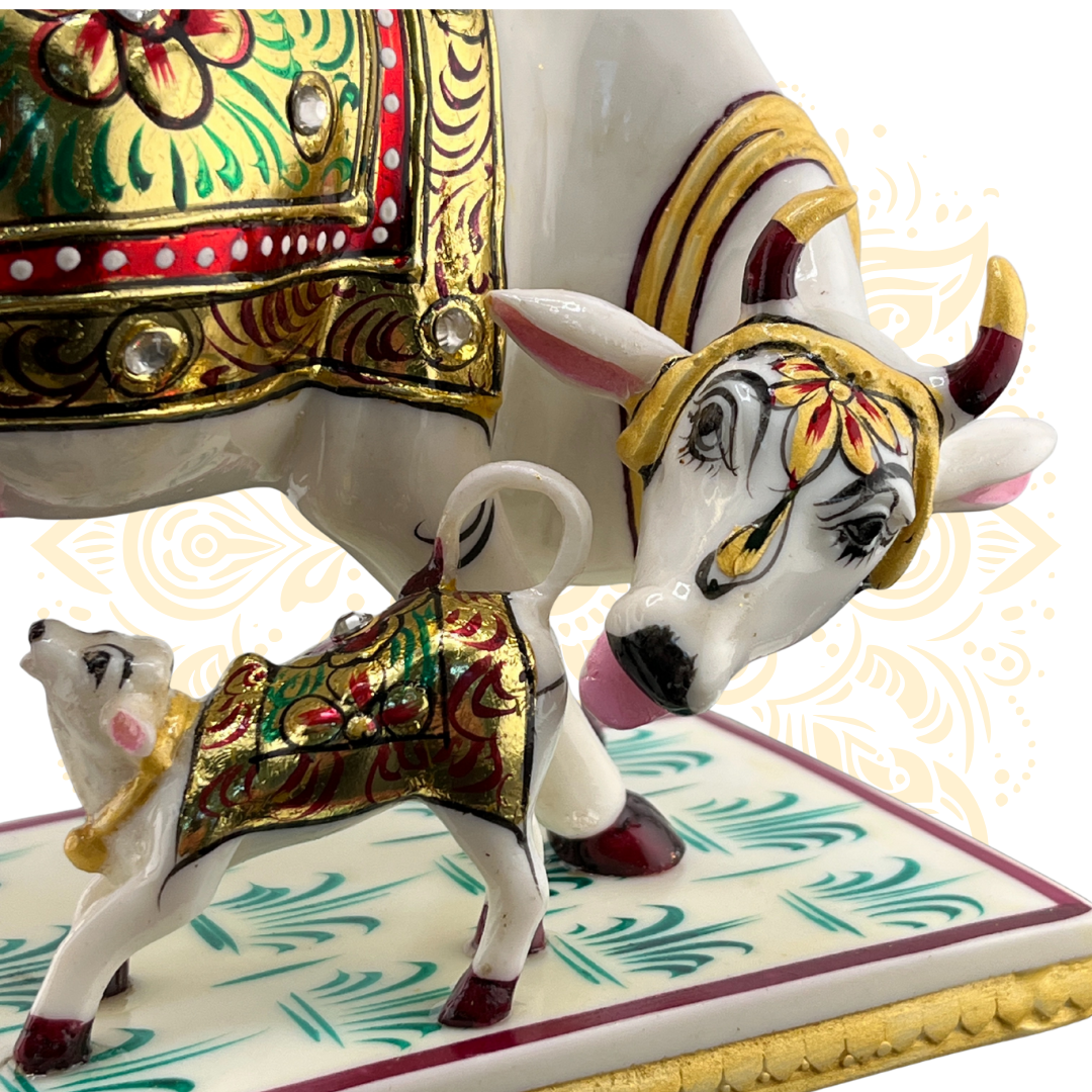 Handcrafted Marble Cow & Calf Figurine 5.5" - Matchless Gifts3