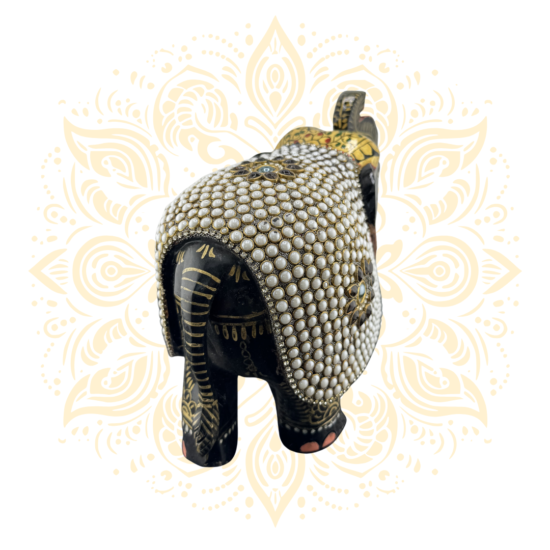 Wooden Stone Work Elephant - Matchless Gifts