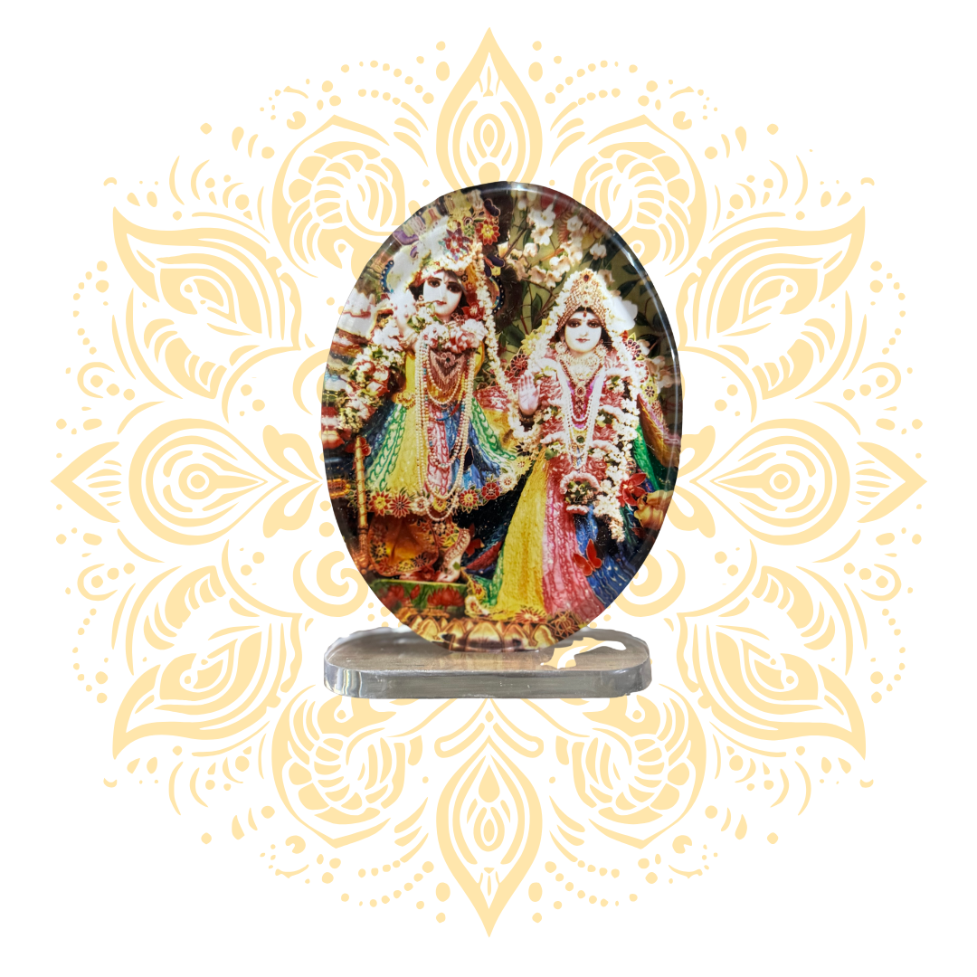 Acrylic Radha Krishna Oval 2.75" x 4"