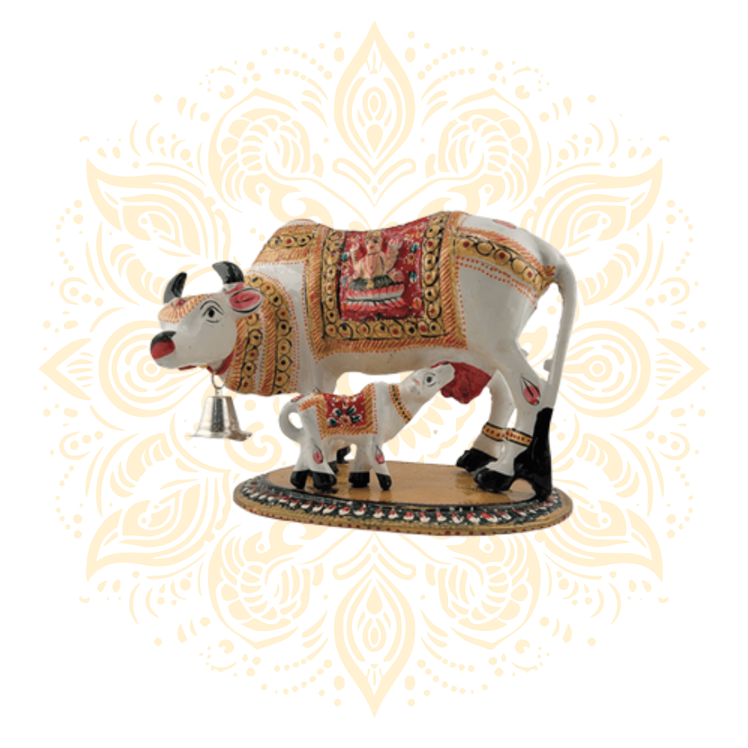 White Metal Cow & Calf 7" - Matchless Gifts