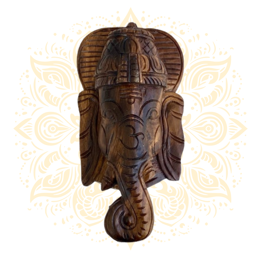 Hand-Carved Wooden Ganesha Face