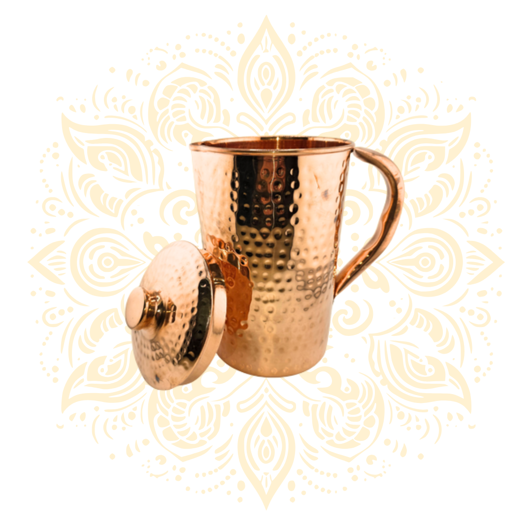 Copper Hammered Jug 1500 ml w/ Lid & Handle
