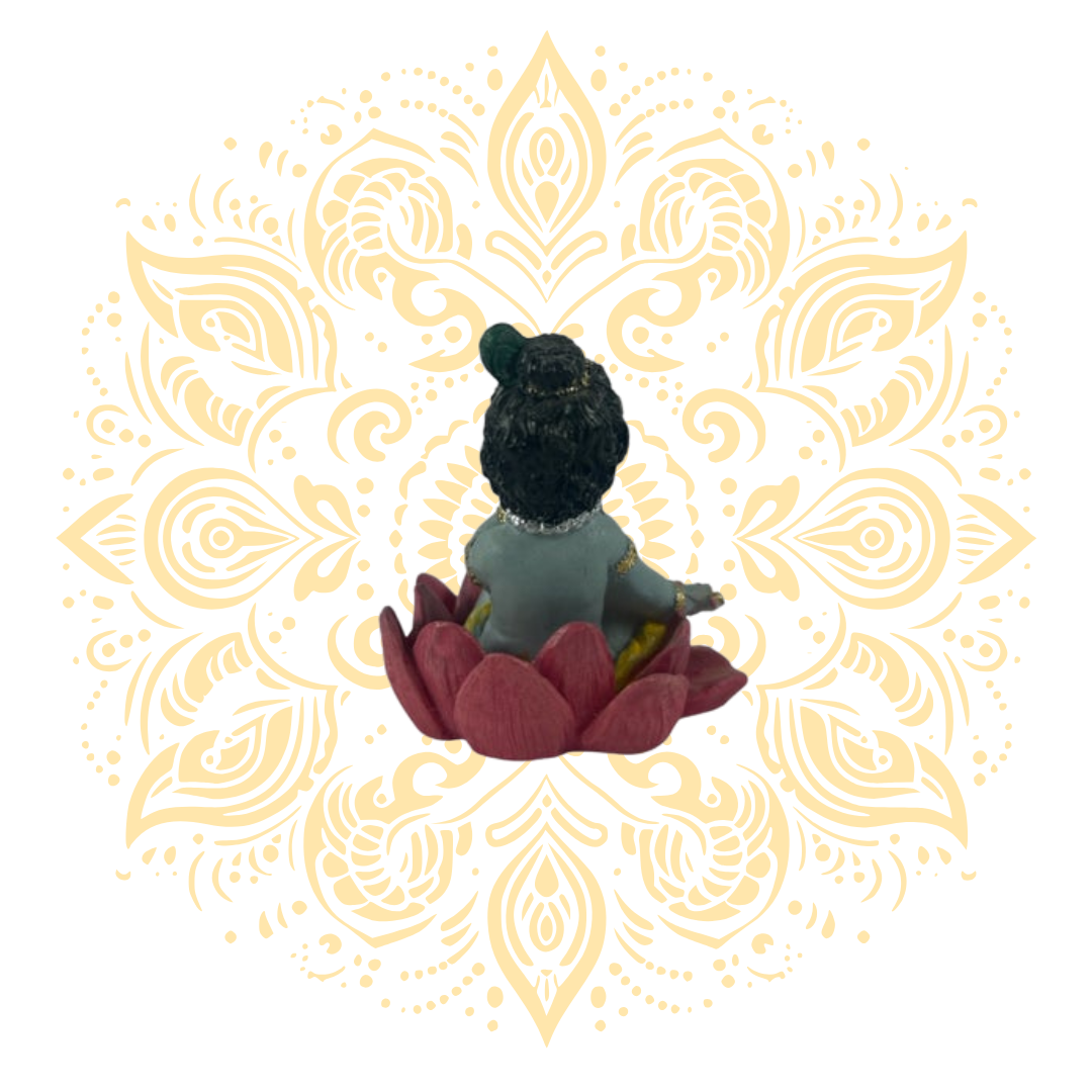 Polyresin New Krishna on Lotus 2.5" - Matchless Gifts