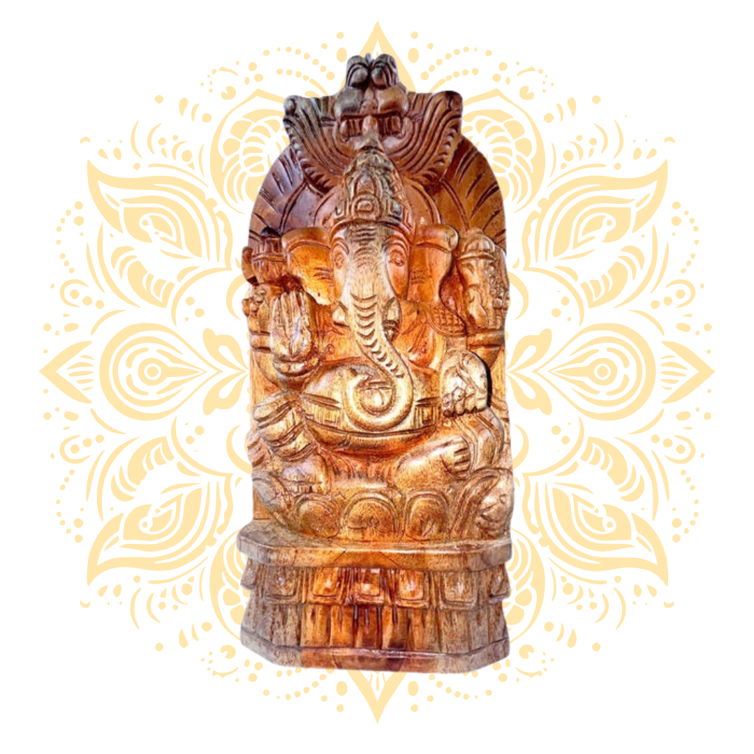 Handcrafted Wooden Ganesh Wall Ornament 12"