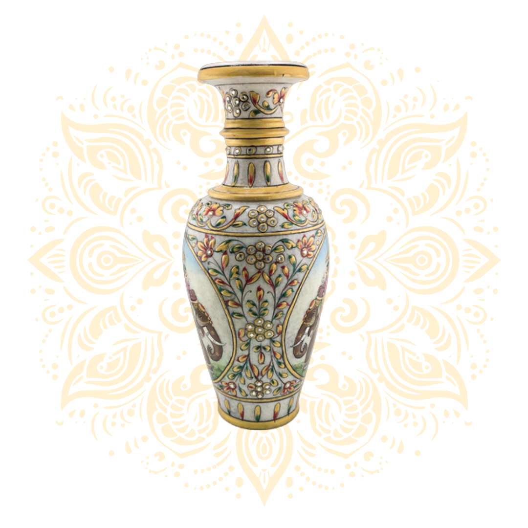 Hand-Painted Marble Flower Vase 12"