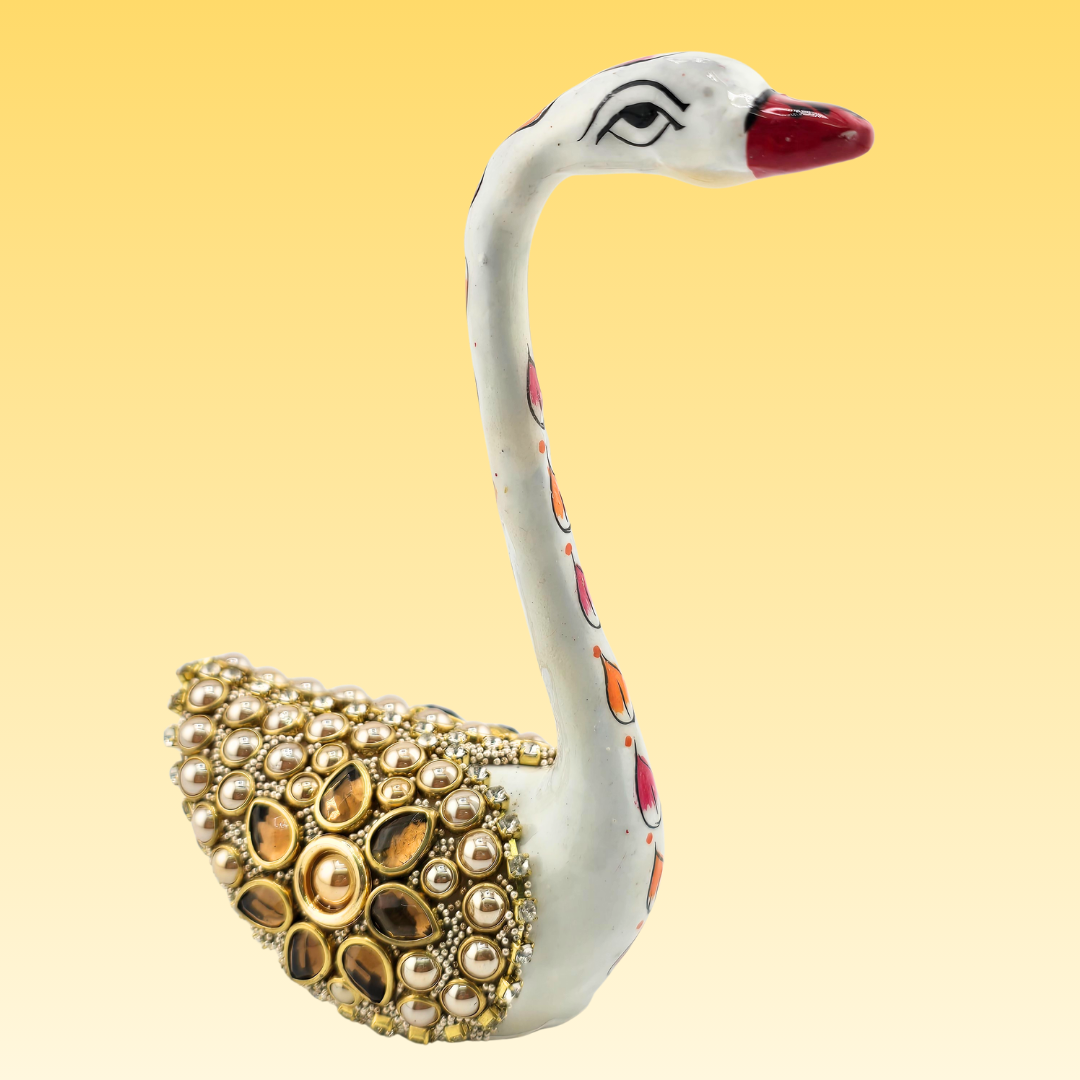 Aluminium Pearl & Kundan Swan