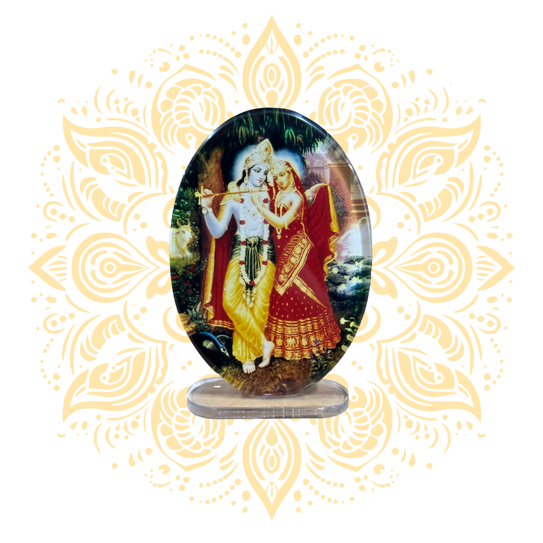 Acrylic Radha Krishna Oval 3.5" x 5" - Matchless Gifts3