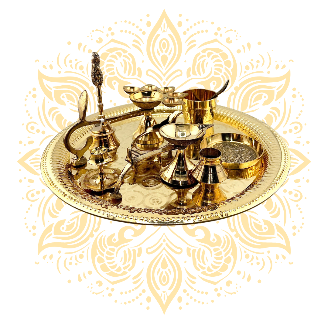 Brass Aarti Plate Set
