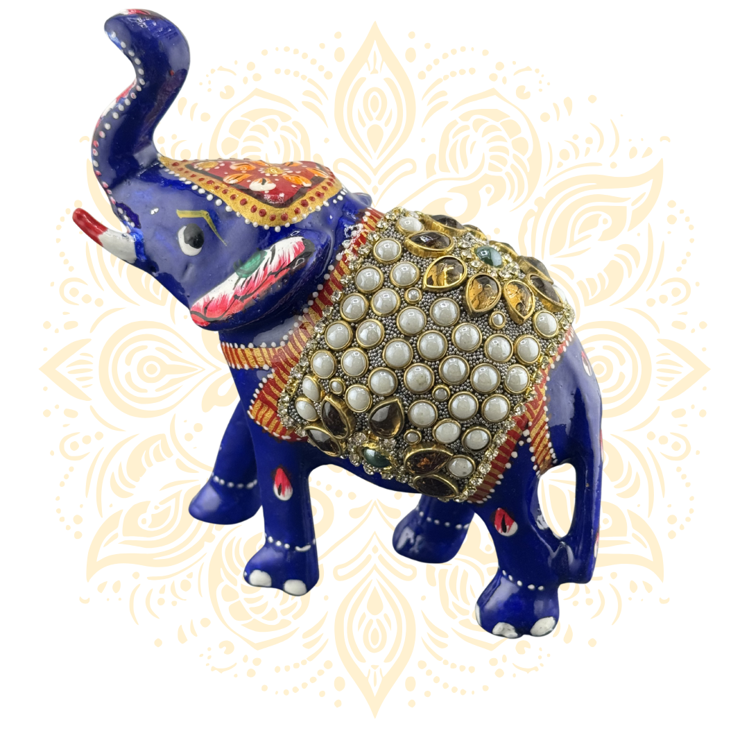 Metal Stone Work Elephant 4"