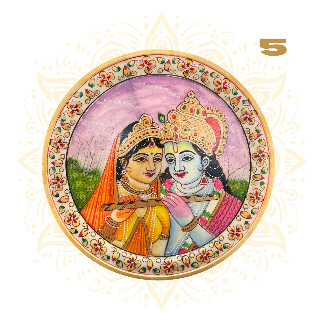 Hand-Painted Marble Plate - Radha Krishna 9" - Matchless Gifts7