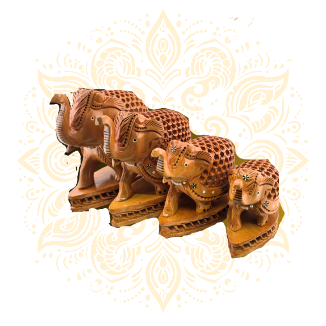 Wooden Jaali Inlay Work Elephant
