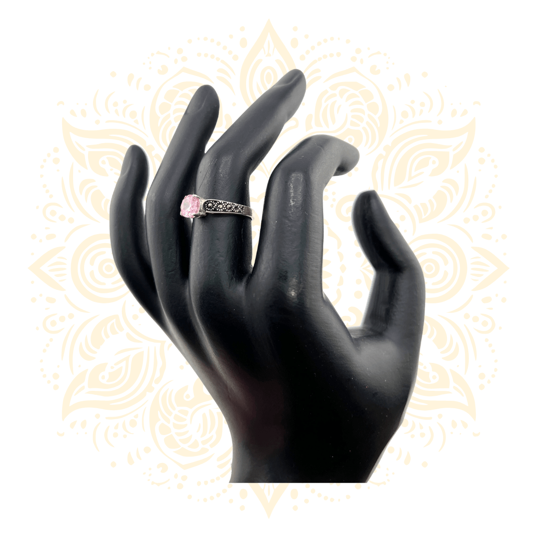 925 Sterling Silver Pink Zirconia Ring Size 6.5 - Matchless Gifts3