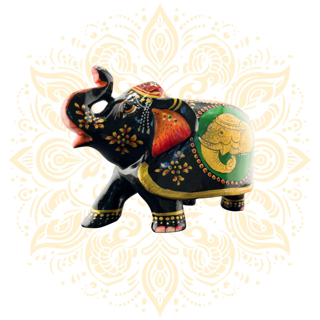 Wooden Black Painted Elephant