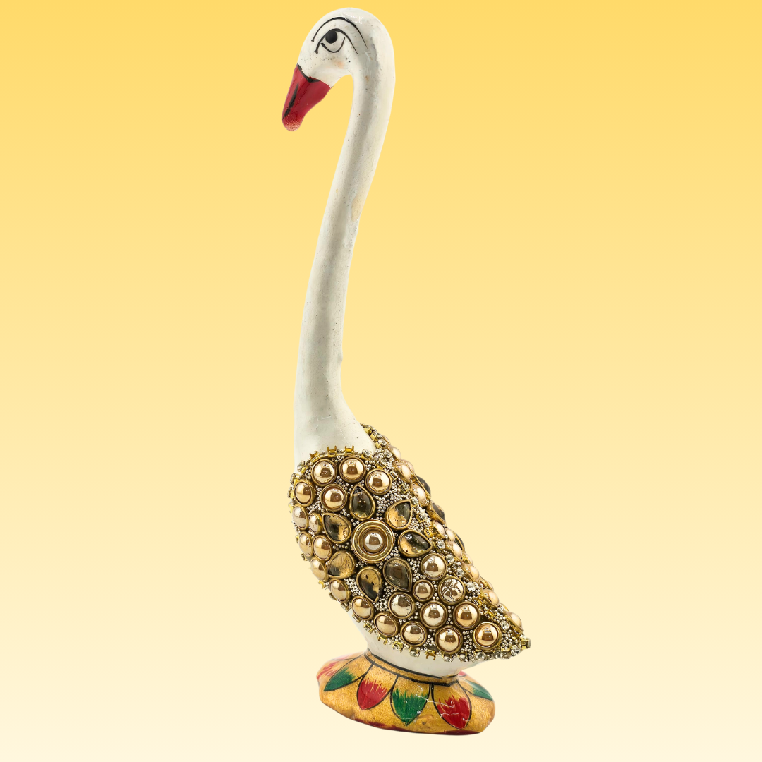 Aluminium Pearl & Kundan Swan