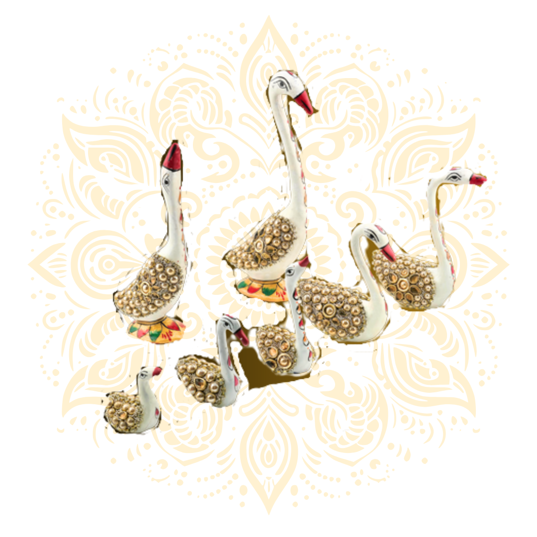 Aluminium Pearl & Kundan Swan