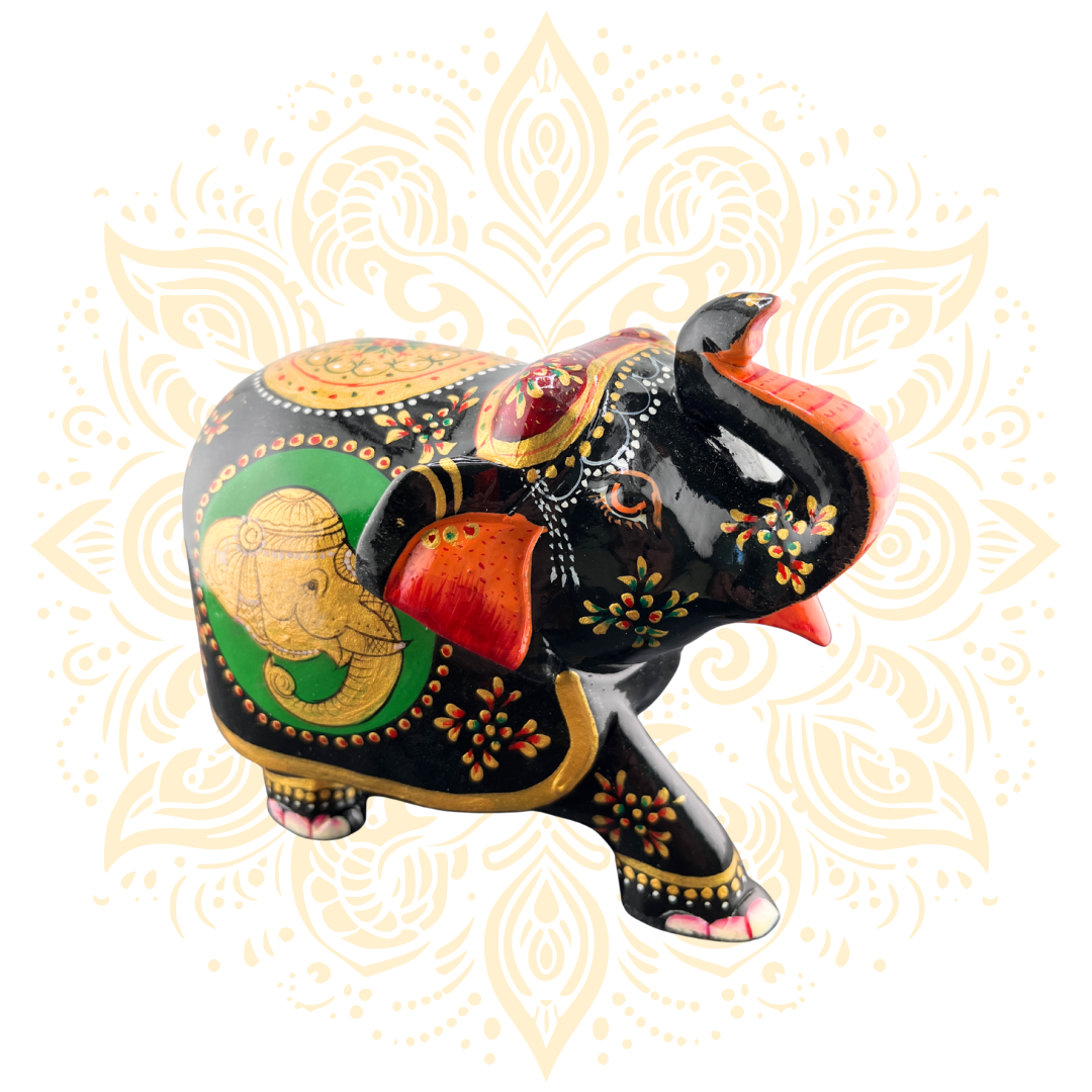 Wooden Black Painted Elephant