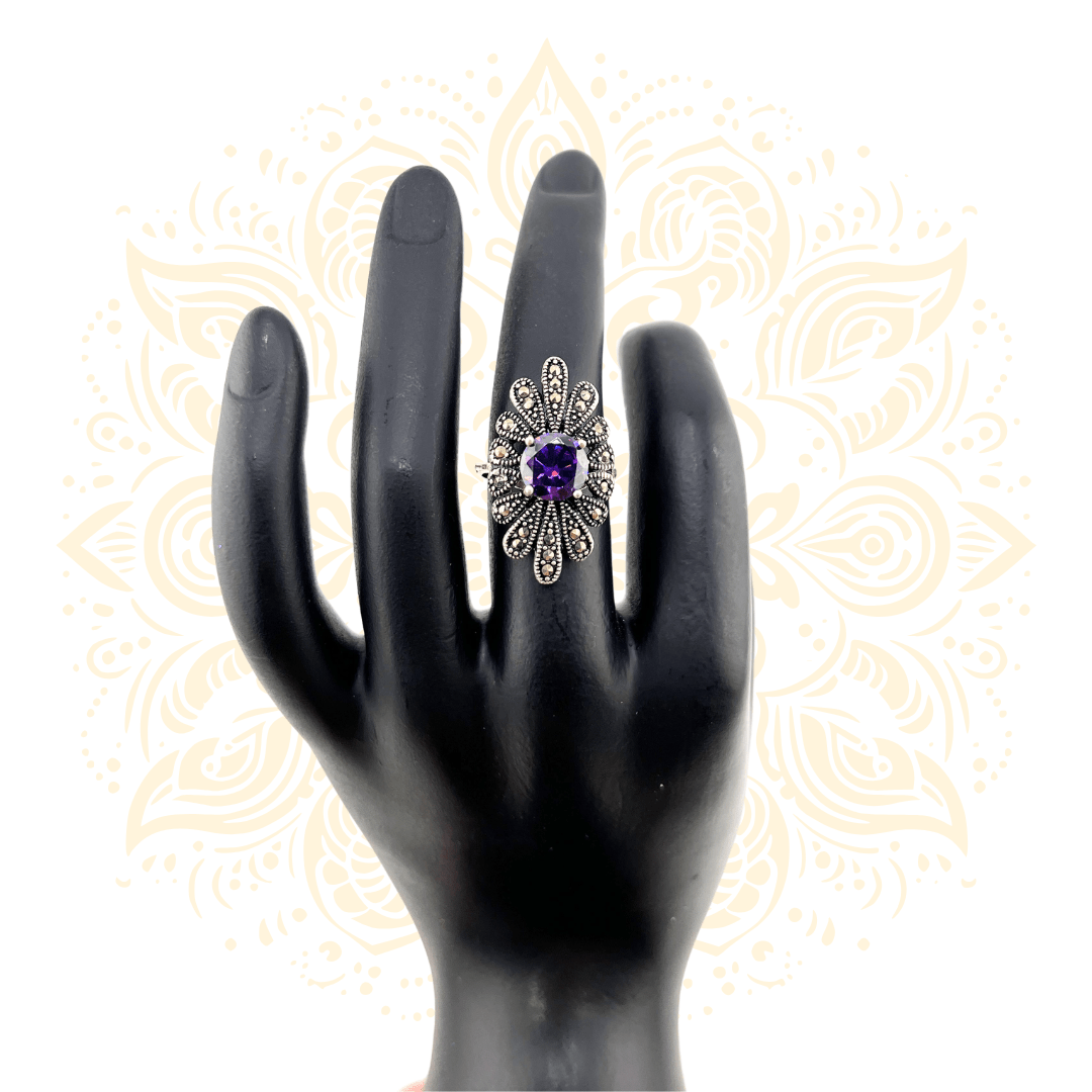 925 Sterling Silver Floral CZ Ring - Matchless Gifts4