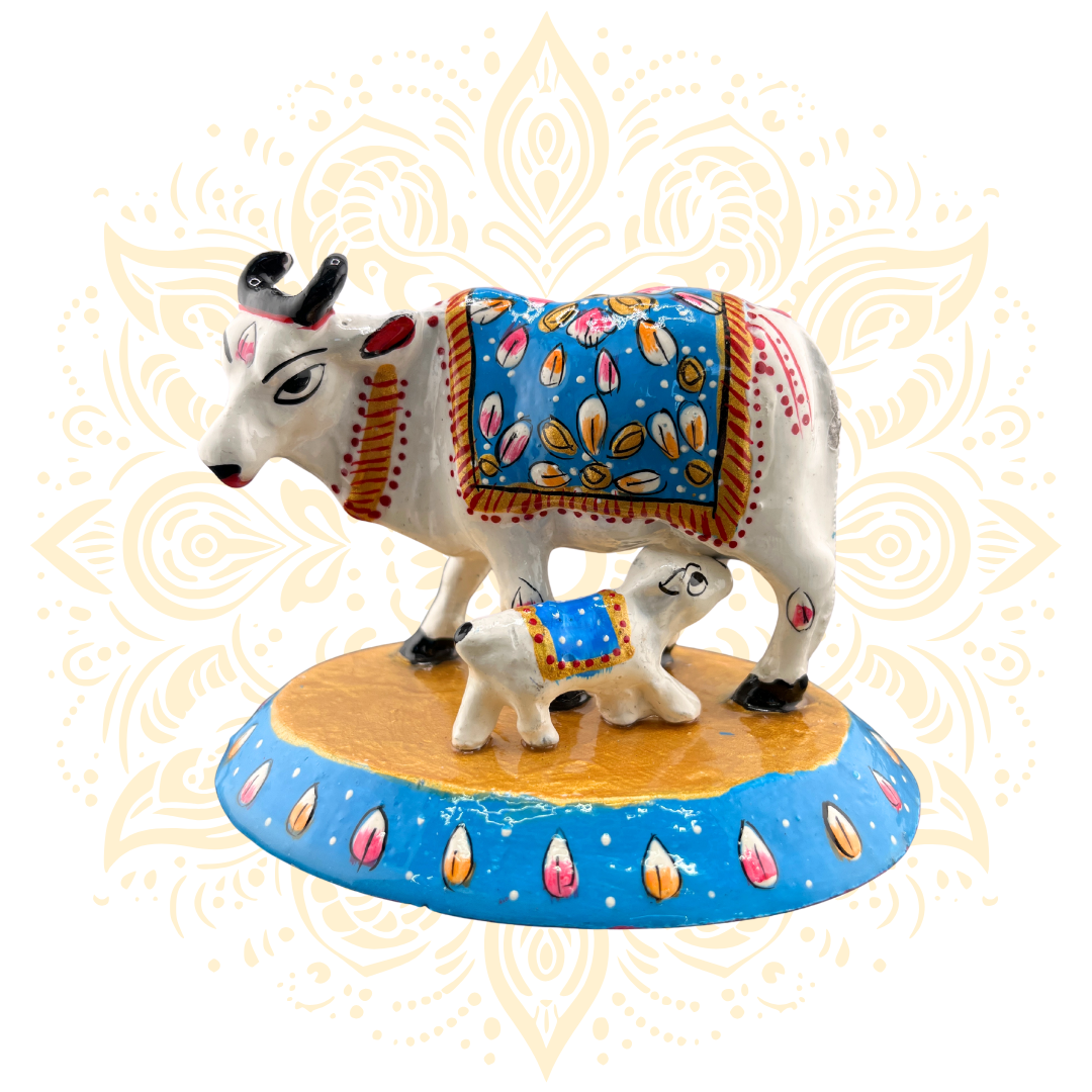 Handcrafted Metal Cow & Calf Figurine 4" - Matchless Gifts5