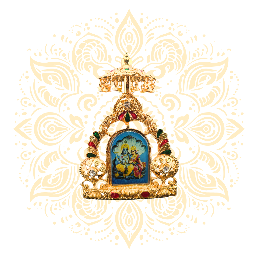 Tirth Golden Metal Deity Mini Mandir Stand