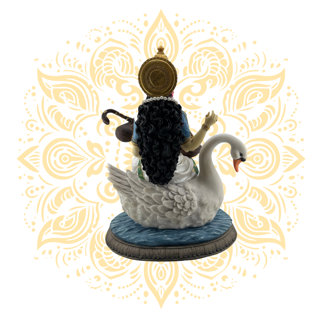 Polyresin Saraswati on Swan 13.5"