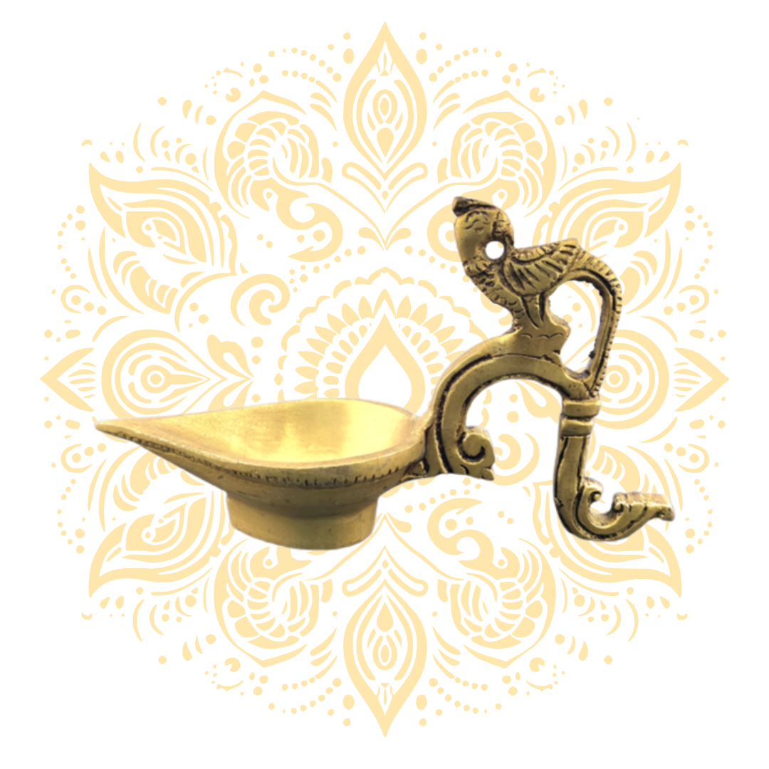Brass Deepak w/ Peacock Handle