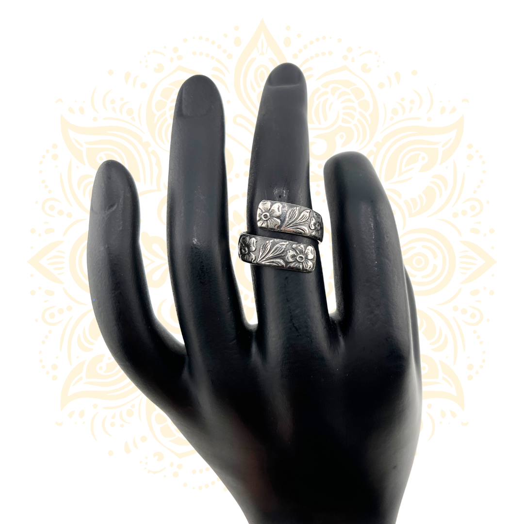 925 Sterling Silver Floral Wrap Ring