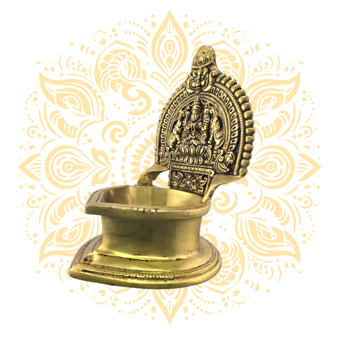 Brass Goddess Laxmi Deepak 6.5" - Matchless Gifts3
