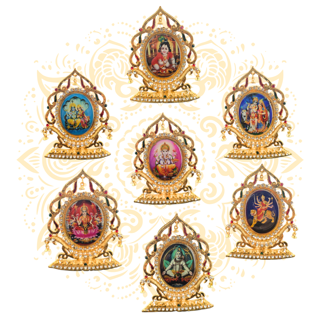 Prarthana Golden Metal Deity Mini Altar Stand - Matchless Gifts1