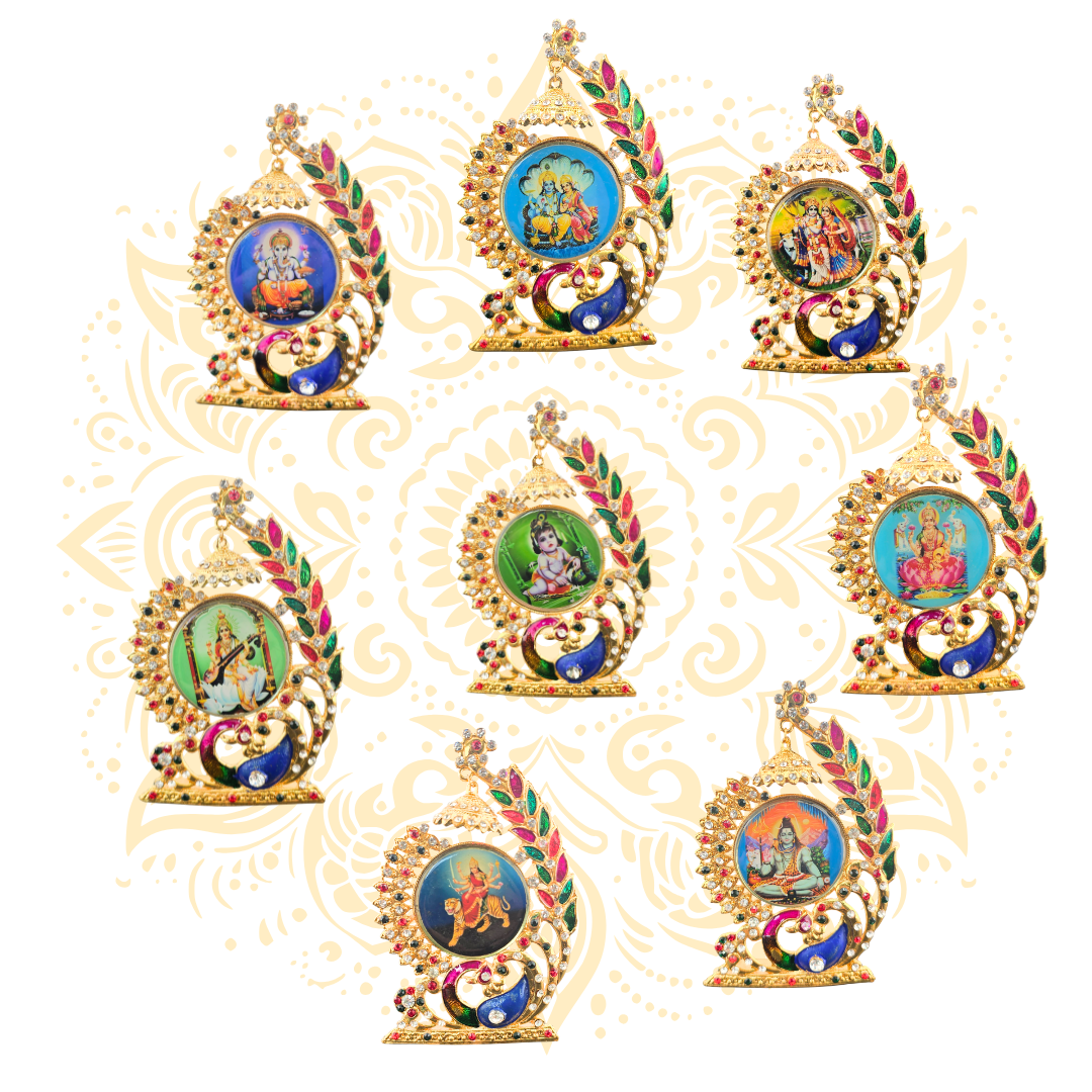 Golden Peacock Mini Mandir Deity Altar 5" - Matchless Gifts1