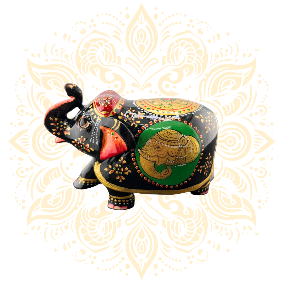Wooden Black Painted Elephant