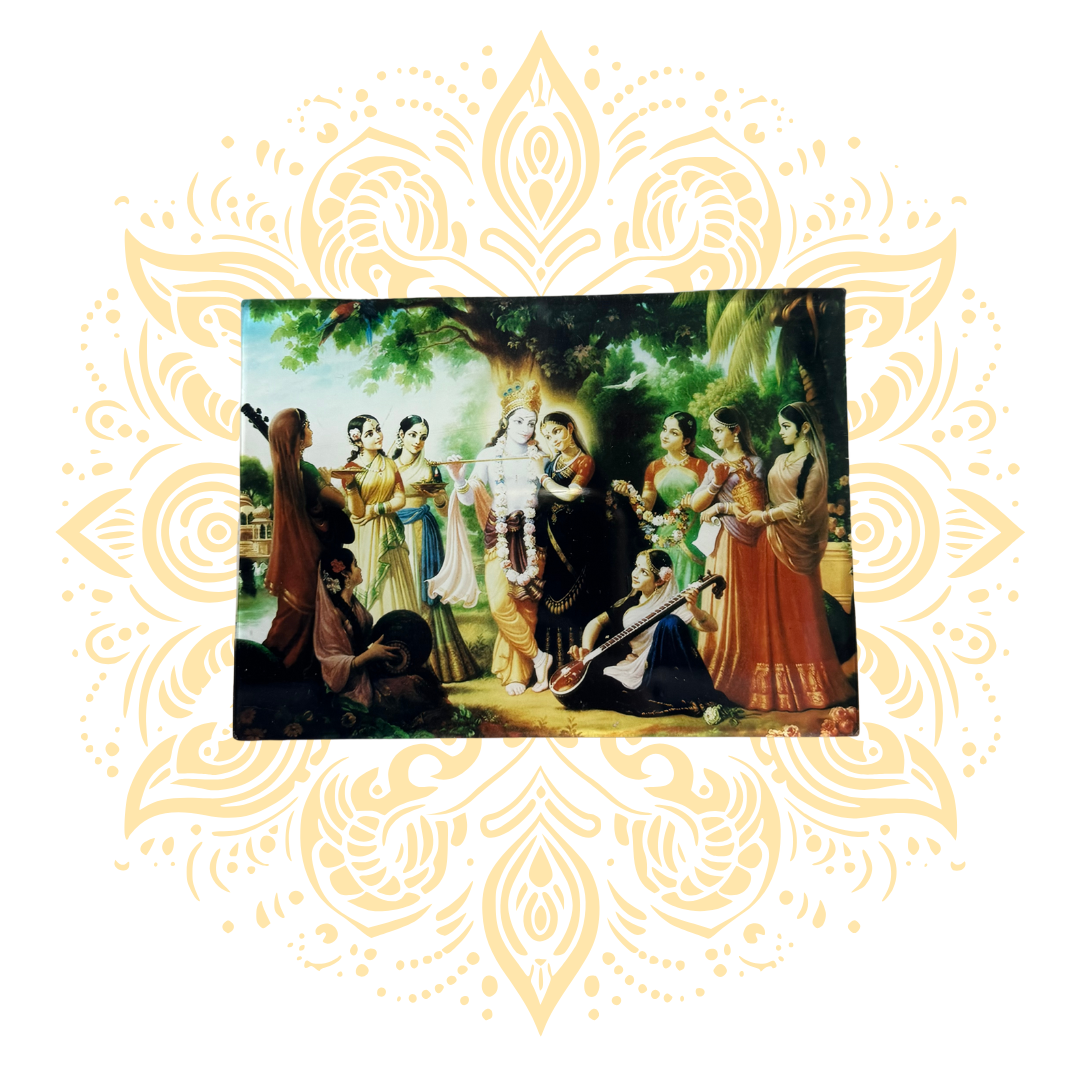 Acrylic Radha Krishna Gopis 4" x 5.5"