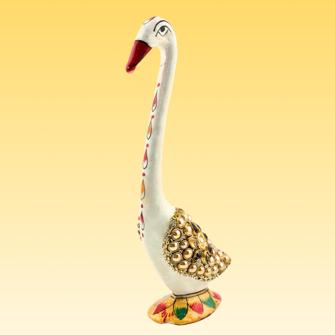 Aluminium Pearl & Kundan Swan