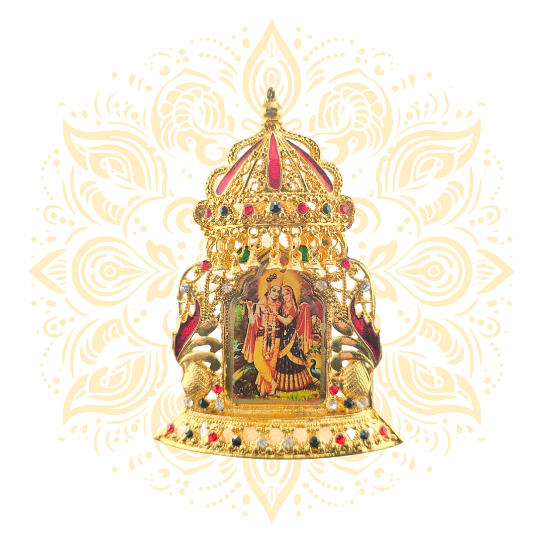 Akshar Golden Metal Deity Mini Mandir Stand