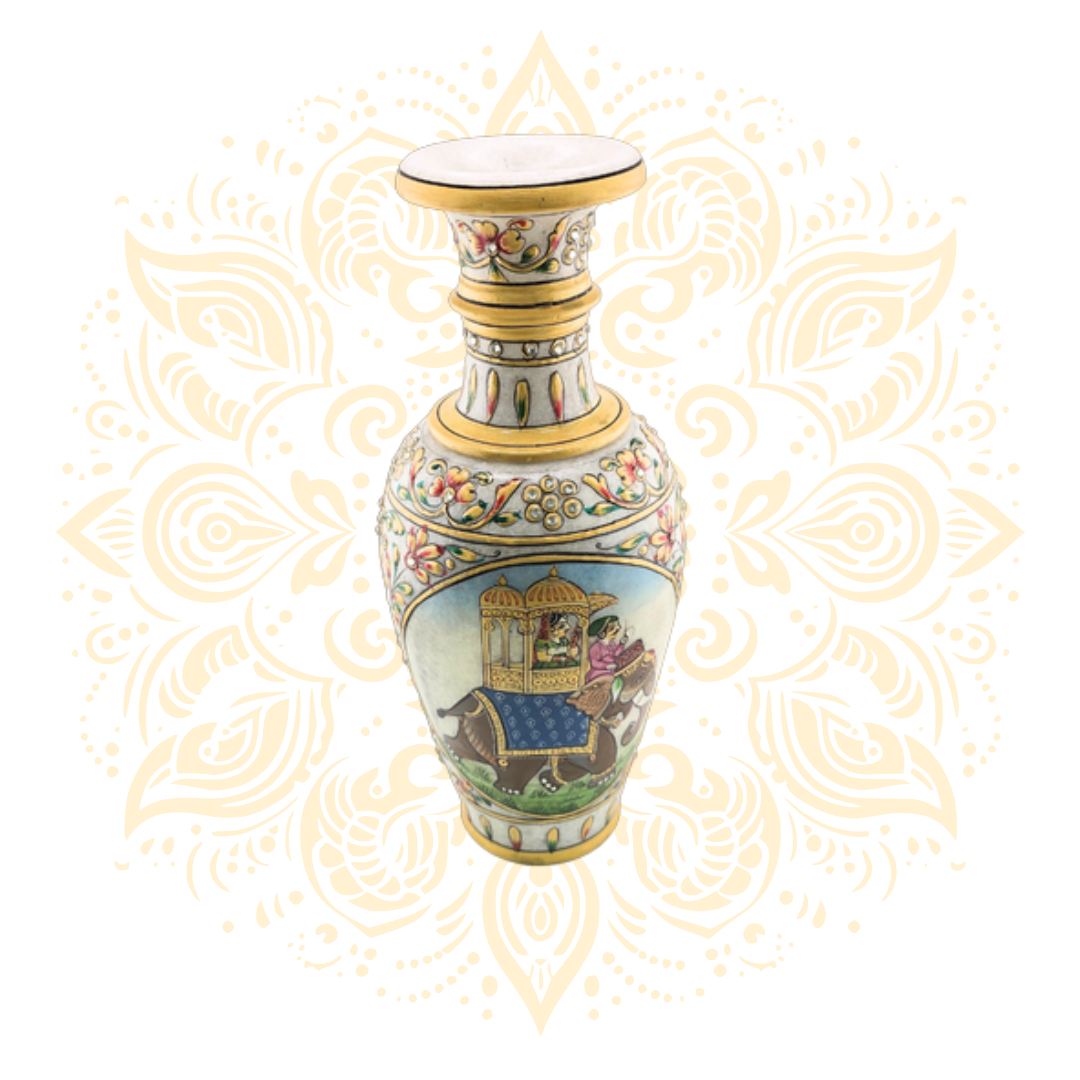 Hand-Painted Marble Flower Vase 12"