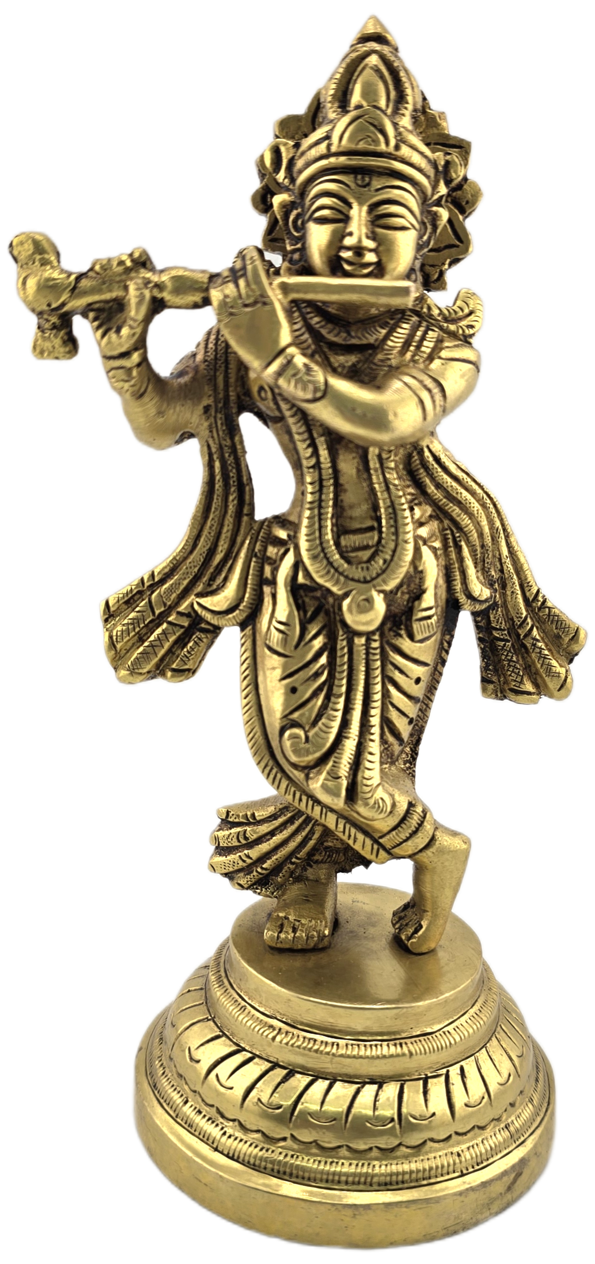 Brass Krishna w/ Flute 7"
